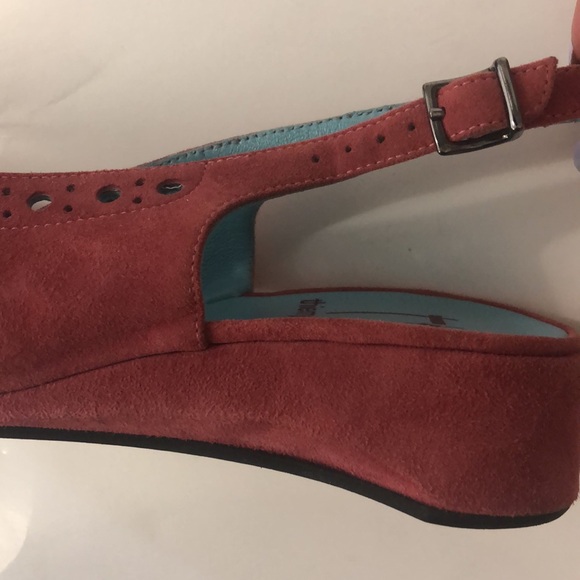 Thierry Rabotin 39 Pink Shoe Suede Low heel Sling Back Adjustable Laser cut - Picture 5 of 8